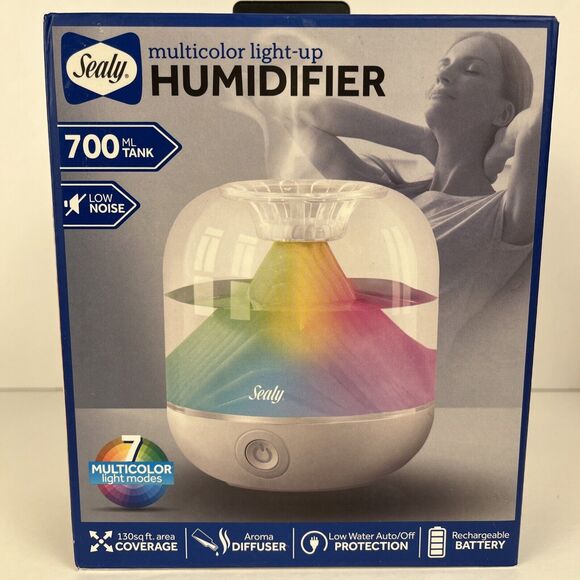 Sealy Humidifier Multicolor Light Up Low Noise Aroma Diffuser Rechargeable - Picture 3 of 6
